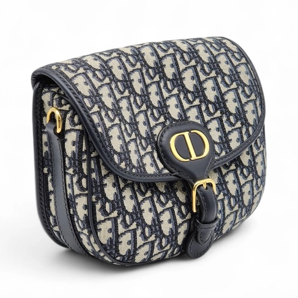 Christian Dior Oblique Bobby Bag Canvas X Leather Crossbody/Shoulder Navy Strap - Picture 1 of 15